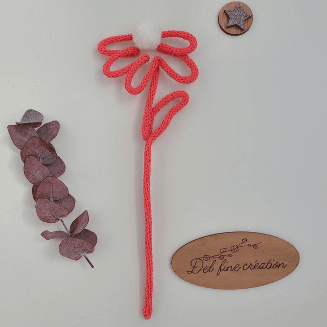 Fleur tricotin rose 